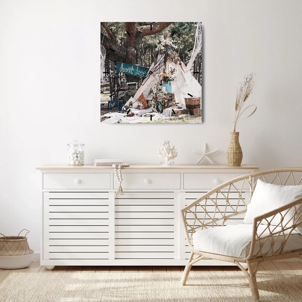 Nástěnné hodiny - Make love… - 40x40 cm