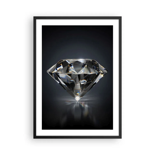 Plakát v černém rámu - Lesklý diamant na tmavém pozadí odrážející světlo - 50x70cm - Best girls friend - Moderní nástěnná dekorace do obývacího pokoje a ložnice ARTTOR