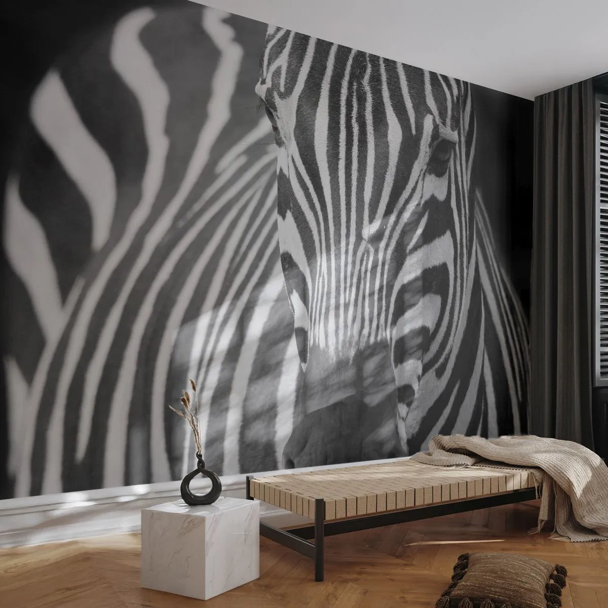 Fototapeta Samolepicí Deluxe Sticker - Svět je černo-bílý - Zvířata, Žebra, Černý a bílý - 250x175 cm