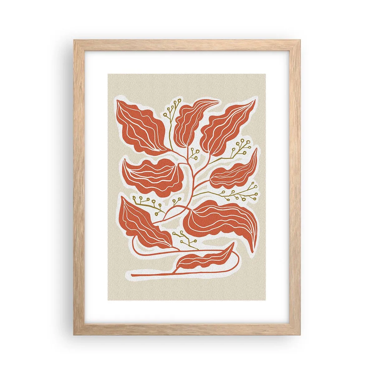 Plakát v rámu světlý dub - Lidově a korálově - 30x40 cm