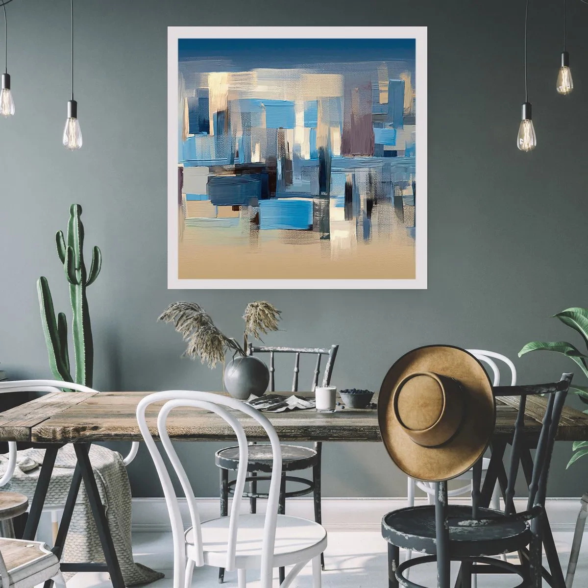 Plakát - Modrá konstrukce - 40x40 cm