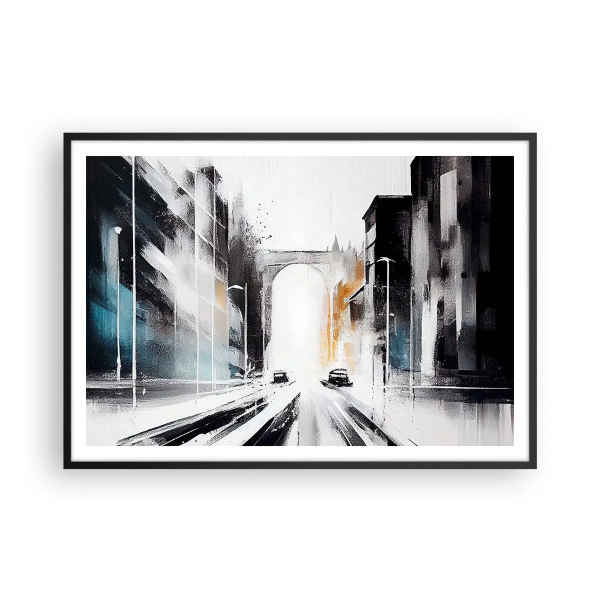 Plakát v černém rámu - Studie města: architektura a pohyb - 100x70 cm