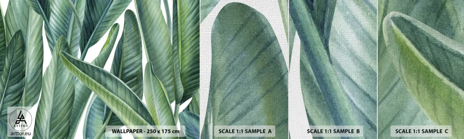 Vzor Fototapety Premium Canvas - Prostě zelená - Zelené listy, Tropická rostlina, Příroda - 100x30 cm