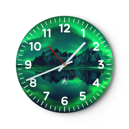 Nástěnné hodiny - V náručí polární záře - 40x40 cm