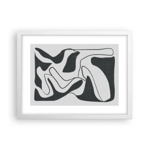 Plakát v bílém rámu - Abstraktní hra v labyrintu - 40x30 cm