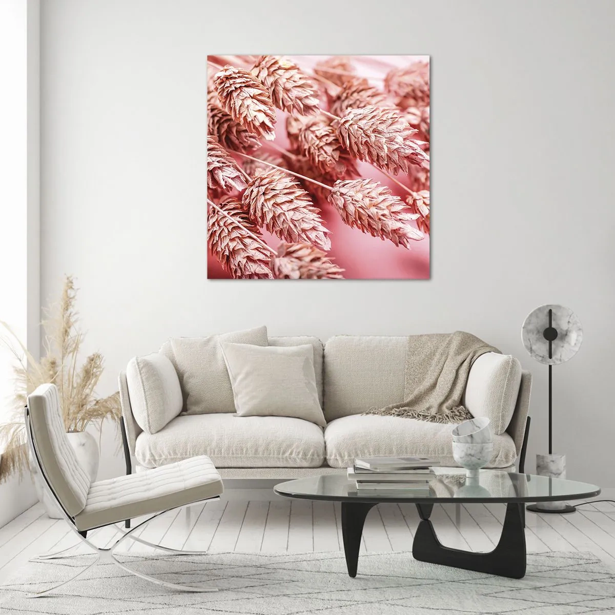 Obraz na skle - Květinová kaskáda v růžové - 70x70 cm