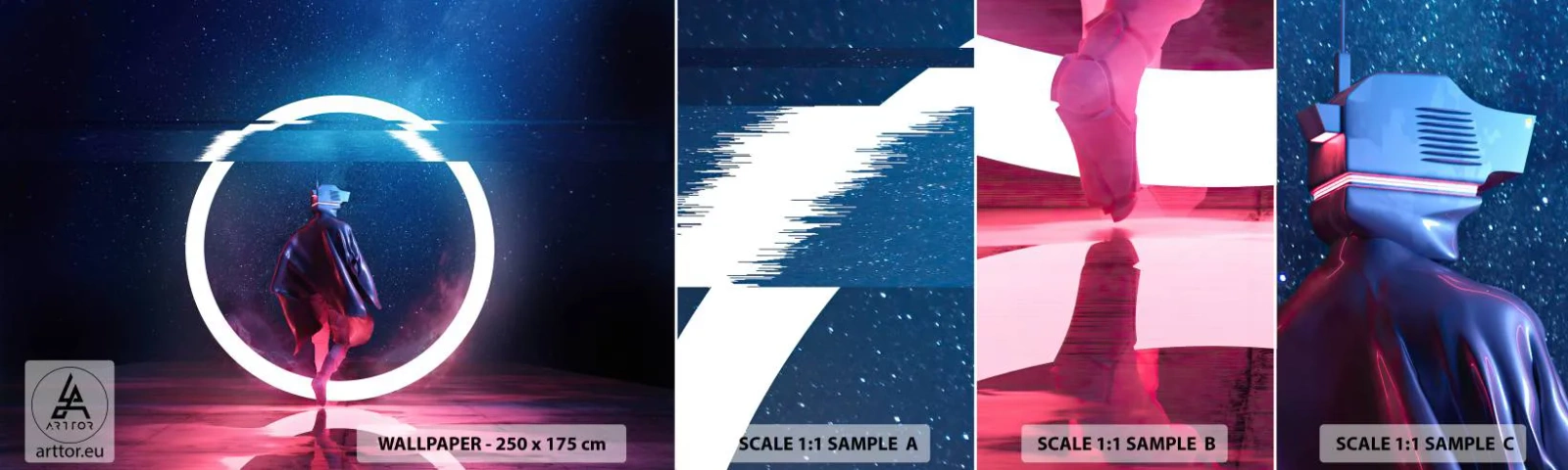 Vzor Fototapety Samolepicí Deluxe Sticker - Mezi světy - Futuristický, Astronaut, Kosmos - 100x30 cm