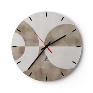 Nástěnné hodiny - Geometrický vzor s půlkruhy v odstínech béžové - 30x30cm - Podobnosti a rozdíly - Moderní nástěnná dekorace do obývacího pokoje, kuchyně a ložnice ARTTOR