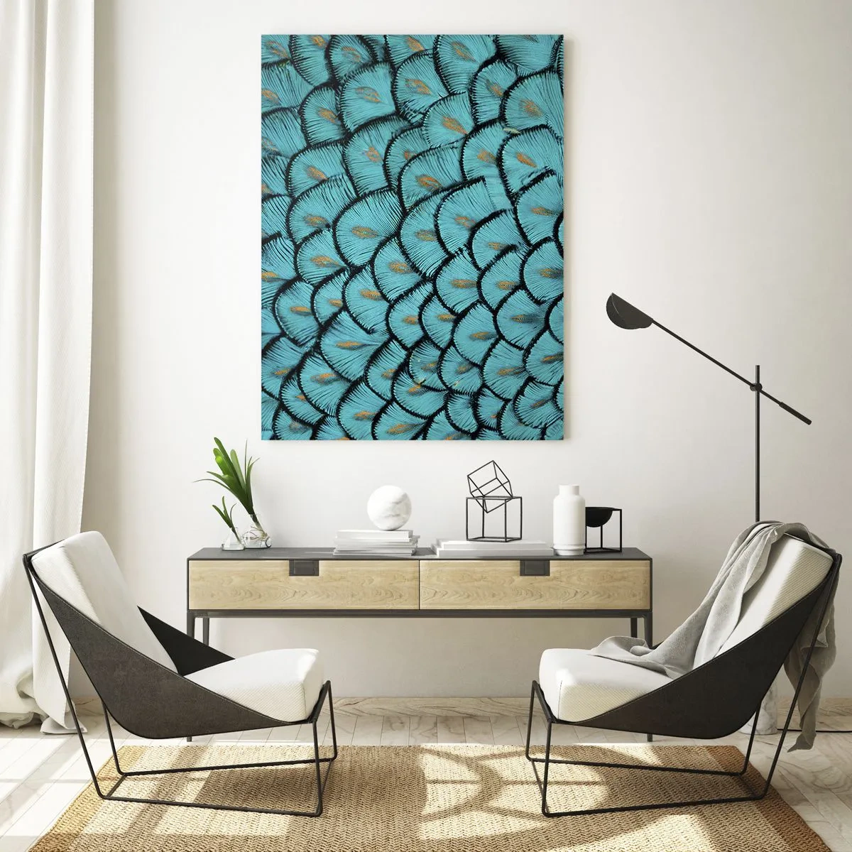 Obraz na skle - Velká slavnost peří - 50x70 cm