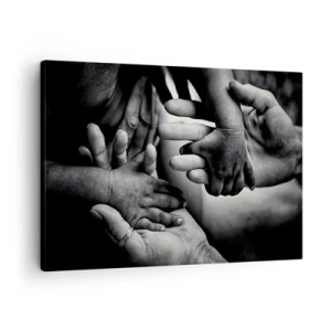 Obraz na plátně - Černobílé ruce různých generací - 70x50cm - Být člověkem - Moderní nástěnná dekorace do obývacího pokoje a ložnice ARTTOR