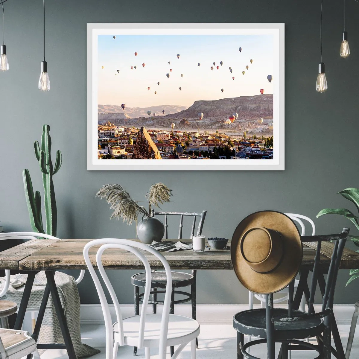 Plakát v bílém rámu - Jako lodě na obloze - 100x70 cm