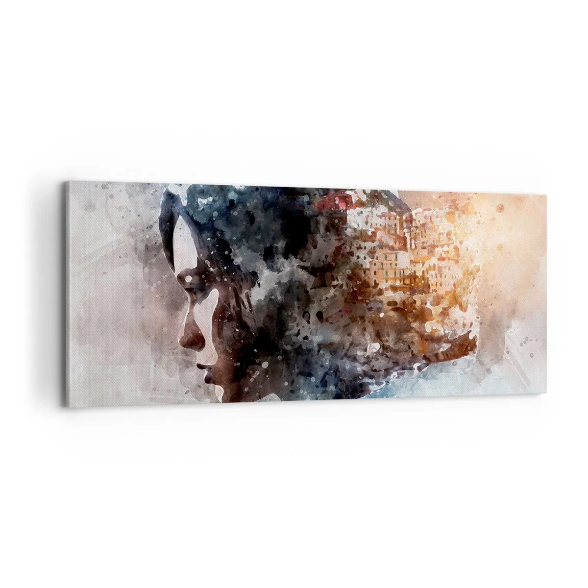 Obraz na plátně - Příběh o dívce s městem v pozadí - 100x40 cm
