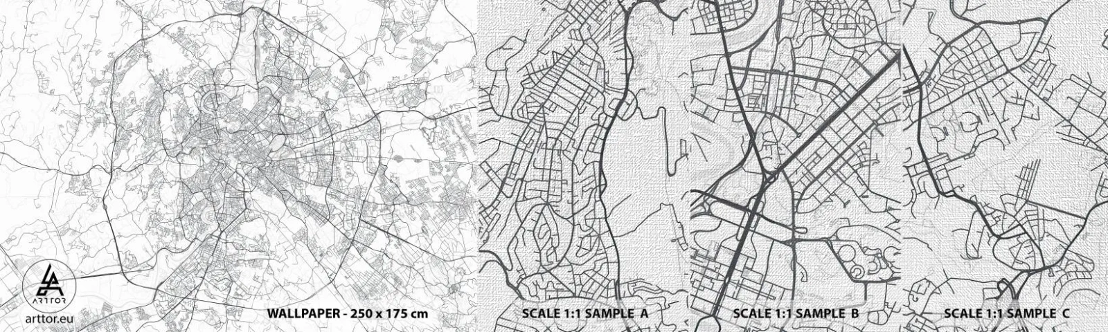 Vzor Fototapety Premium Canvas - Římský kruh - Město, Mapa města, Řím - 100x30 cm
