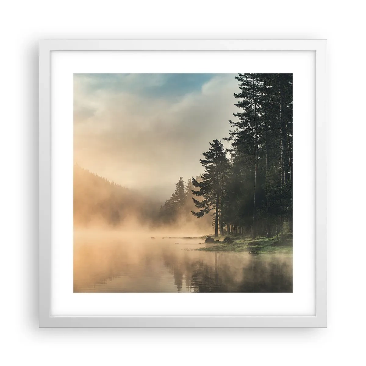 Plakát v bílém rámu - Zrození dne - 40x40 cm