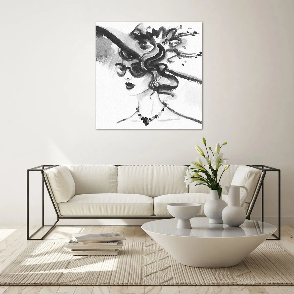 Obraz na skle - Dáma s charakterem - 70x70 cm