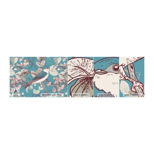 Vzor Fototapety Samolepicí Deluxe Sticker - Na bílém stromě ptáci a stříbrné listí - Abstrakce, Polykat, Pták - 100x30 cm
