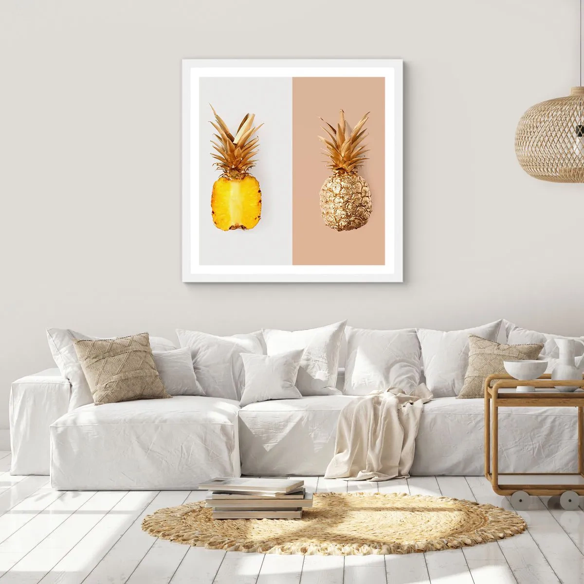 Plakát v bílém rámu - Ananas pro nás - 30x30 cm