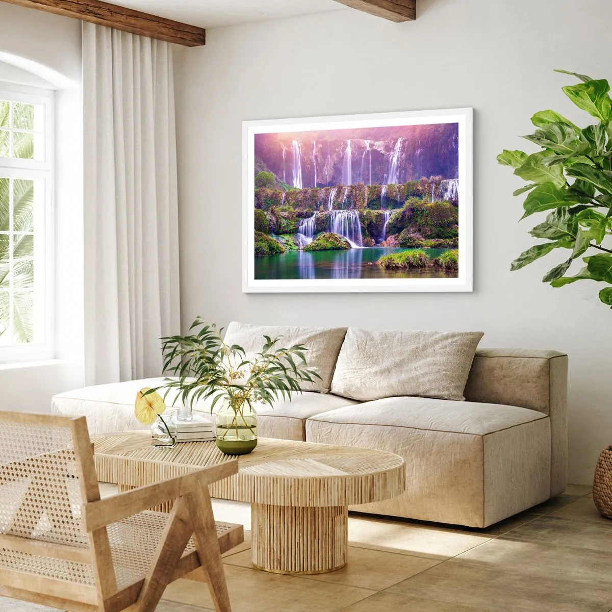 Plakát v bílém rámu - Schody do nebe - 100x70 cm