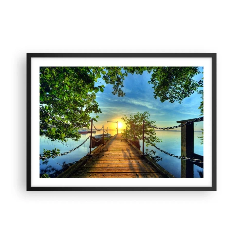 Plakát v černém rámu - Západ u vody - 70x50 cm