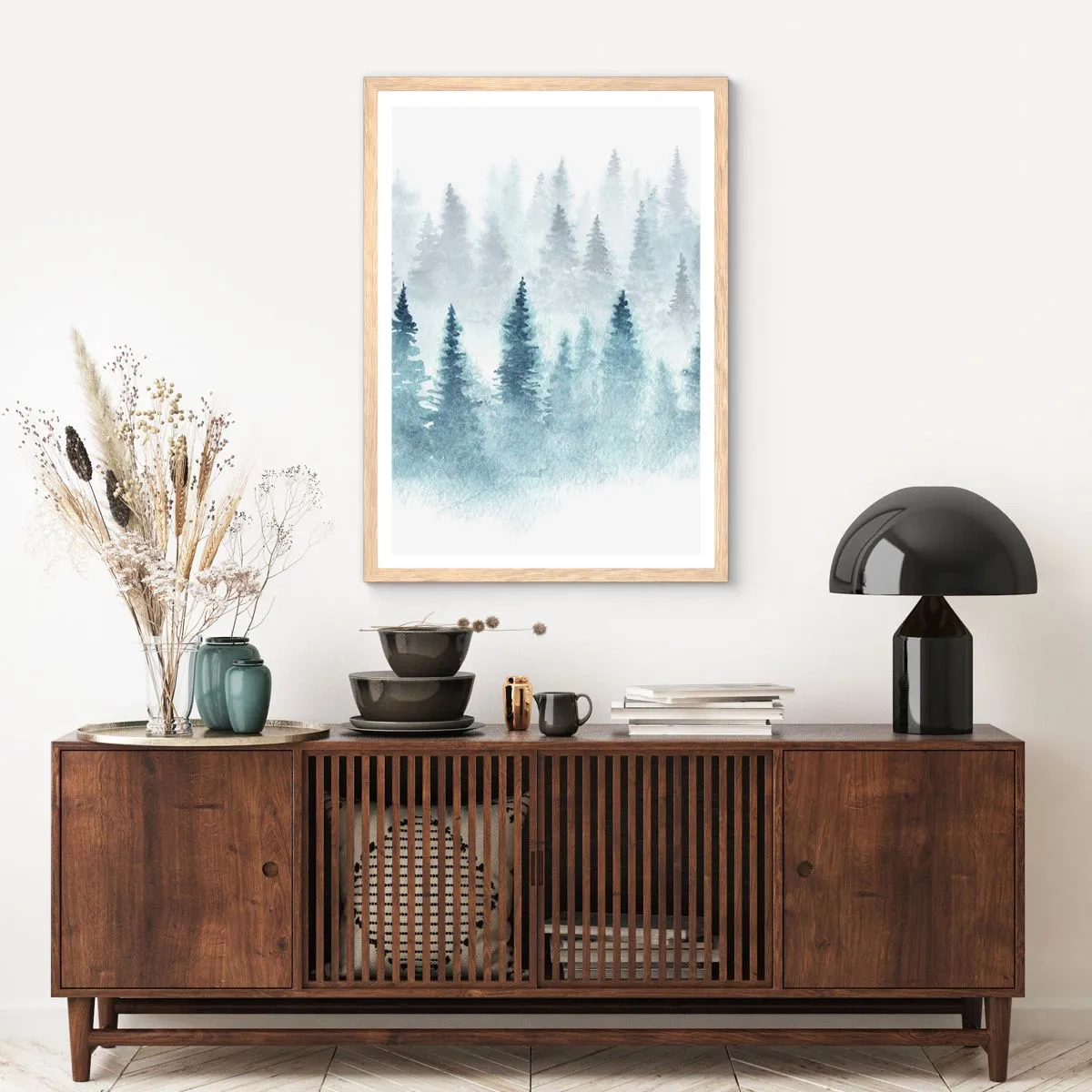 Plakát v rámu světlý dub - Zahalené mlhou - 70x100 cm