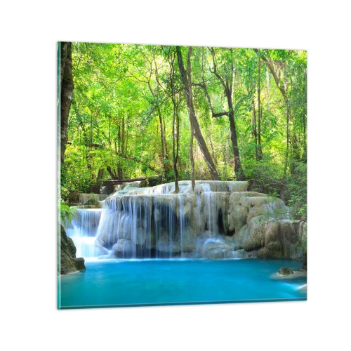 Obraz na skle - Utonout v tyrkysu a zeleni - 50x50 cm