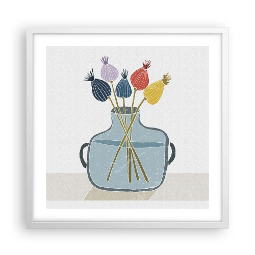 Plakát v bílém rámu - Makové květy - 50x50 cm