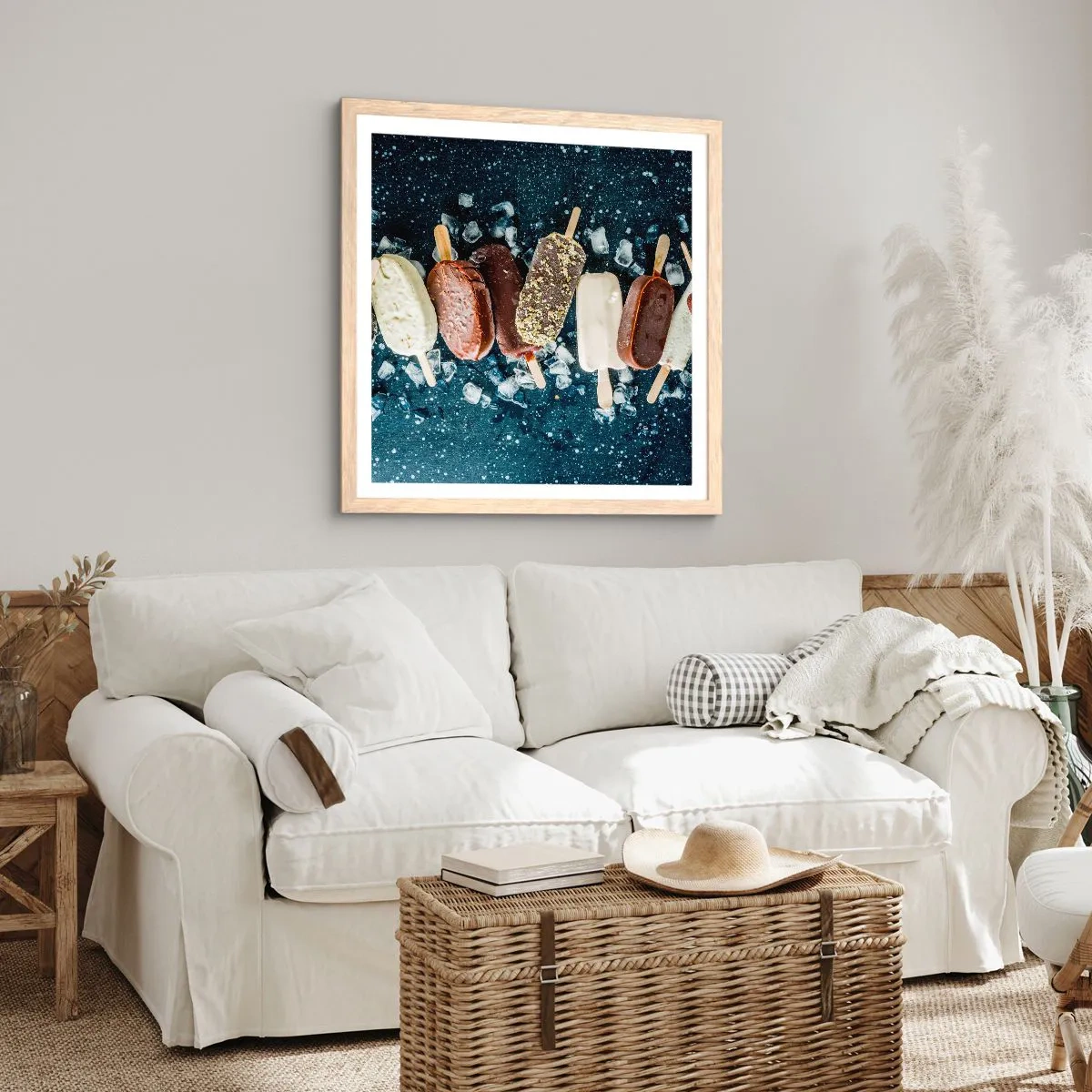 Plakát v rámu světlý dub - Chuť horkého léta - 60x60 cm