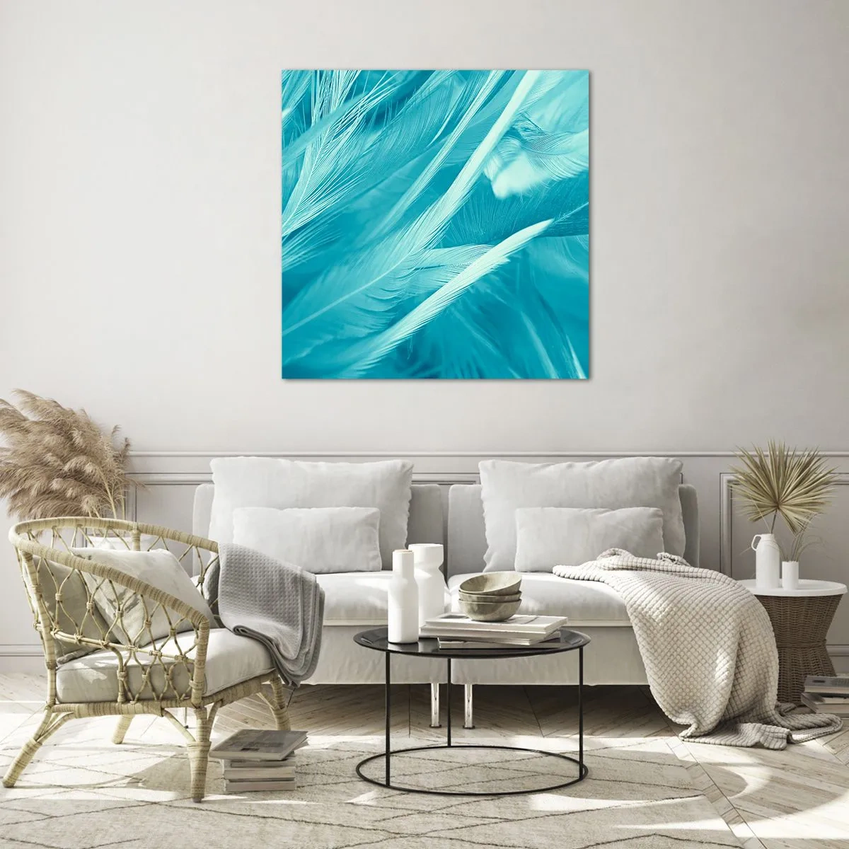 Obraz na skle - Utonout v chmýří - 60x60 cm
