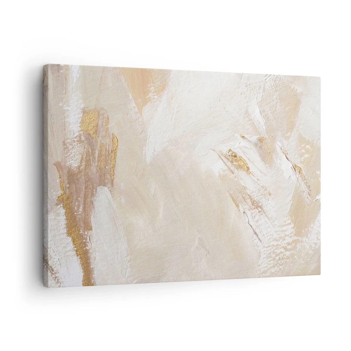 Obraz na plátně - Jemné abstraktní tóny v odstínech béžové a zlaté - 70x50cm - Pastelová kompozice - Moderní nástěnná dekorace do obývacího pokoje a ložnice ARTTOR