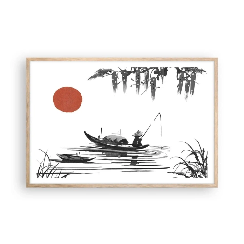 Plakát v rámu světlý dub - Asijské odpoledne - 91x61 cm