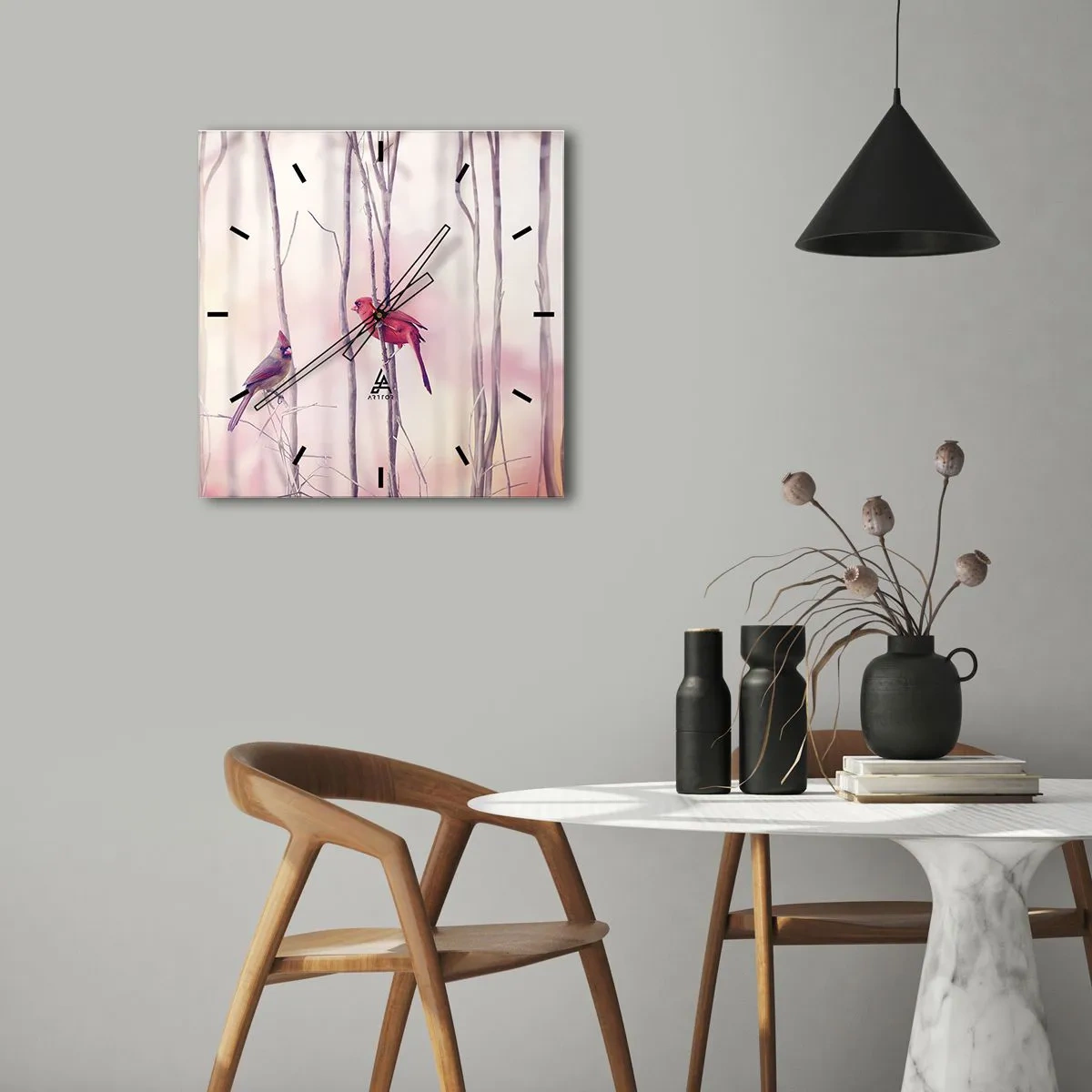 Nástěnné hodiny - Příběh růžového lesa - 30x30 cm