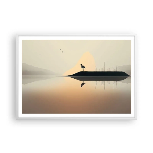 Plakát v bílém rámu - Pán na jezeře - 100x70 cm