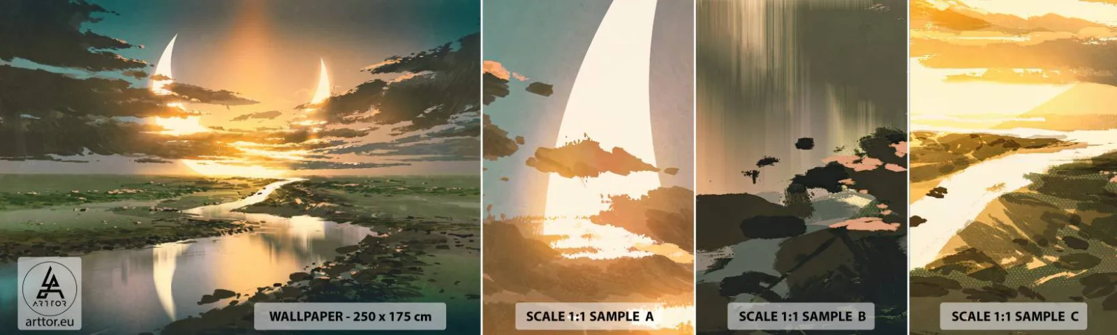 Fototapeta Vzorek Standard Eco - Někde ve vzdálené galaxii - Krajina, Měsíc, Fantazie - 100x30 cm