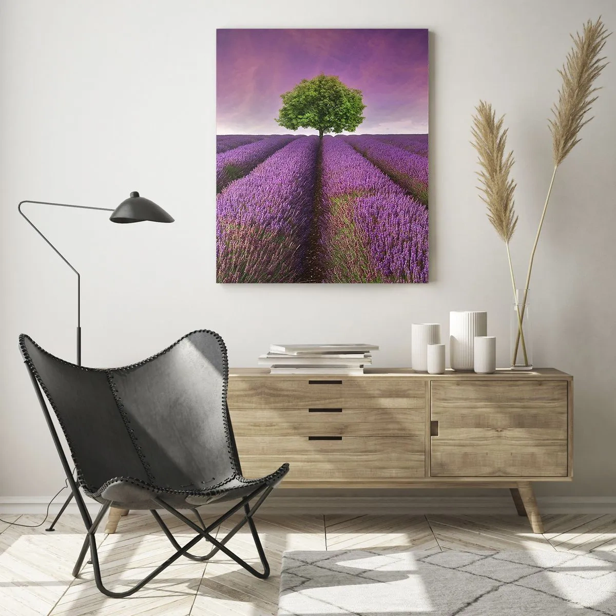 Obraz na skle - Na levandulových polích - 50x70 cm