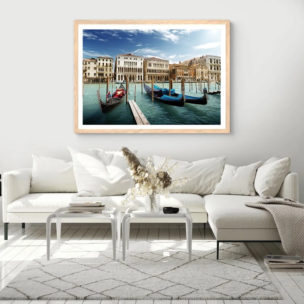Plakát v rámu světlý dub - Paláce v modři - 70x50 cm