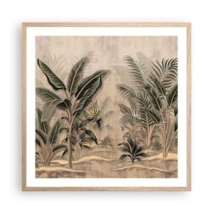 Plakát v rámu světlý dub - Rytina v koloniálním stylu - 60x60 cm