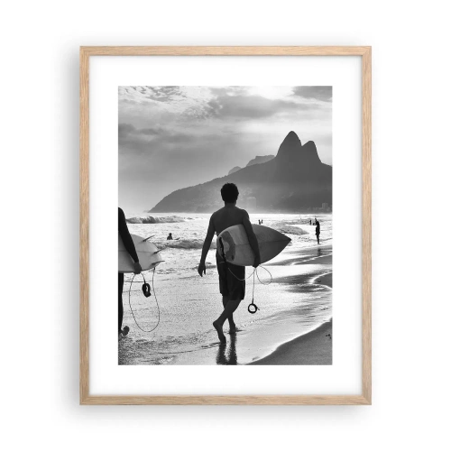 Plakát v rámu světlý dub - Samba na jednu vlnu - 40x50 cm