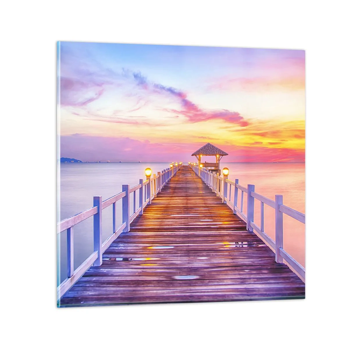 Obraz na skle - Liliově-zlaté ticho večera - 40x40 cm