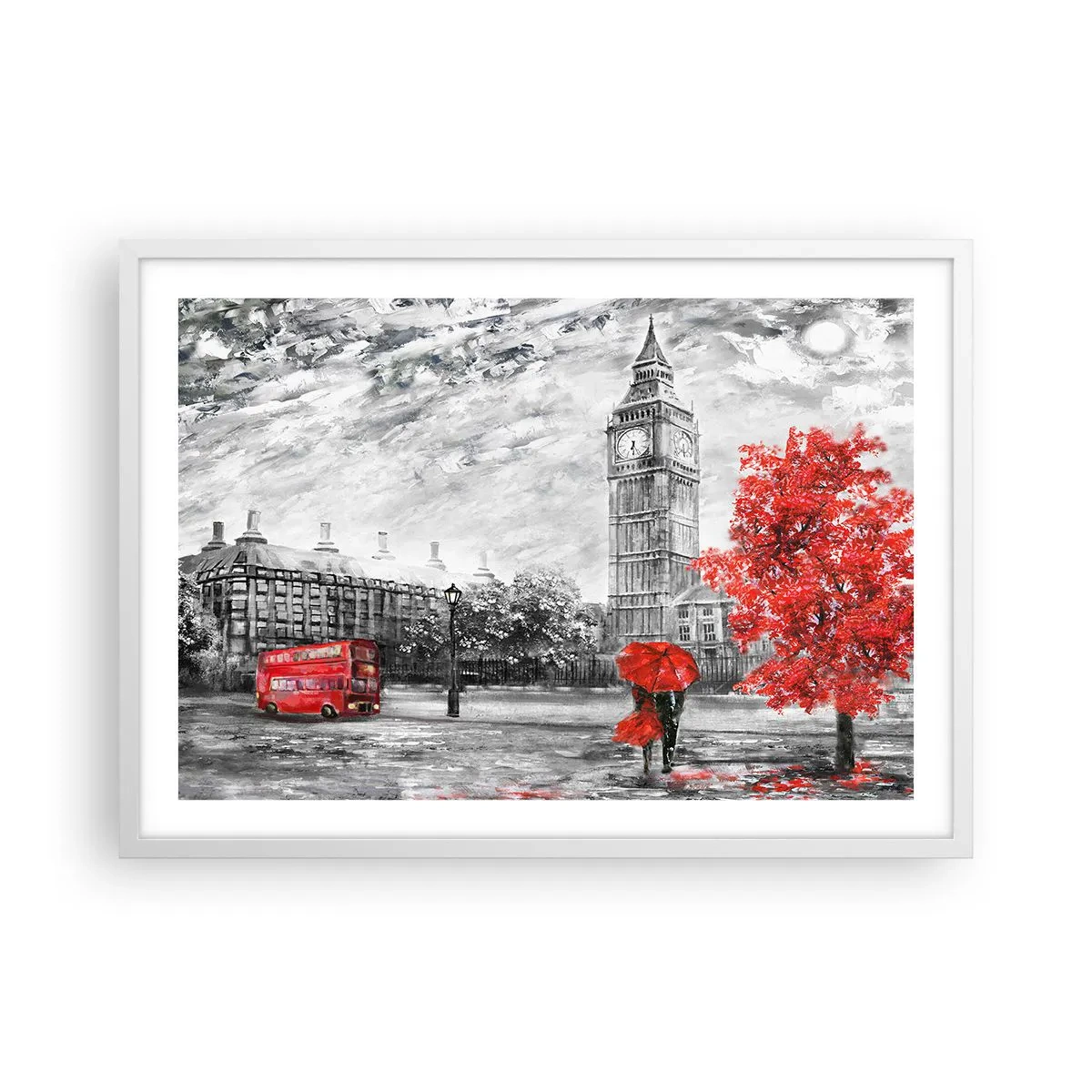 Plakát v bílém rámu - Vzrušující den - 70x50 cm