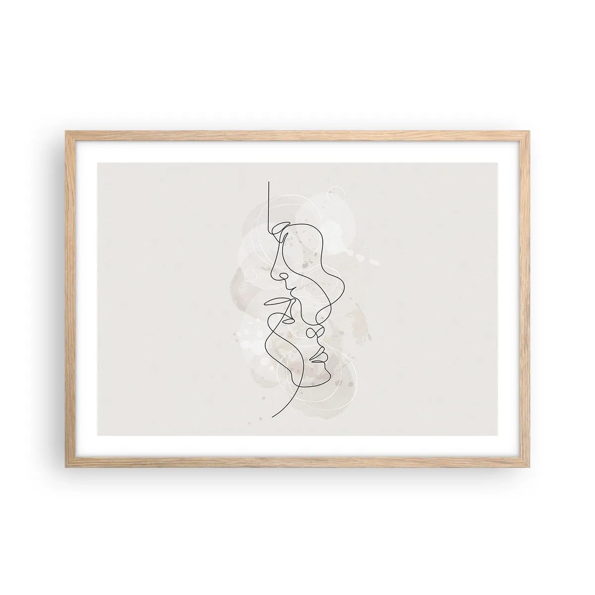 Plakát v rámu světlý dub - Zamotaní v objetí - 70x50 cm