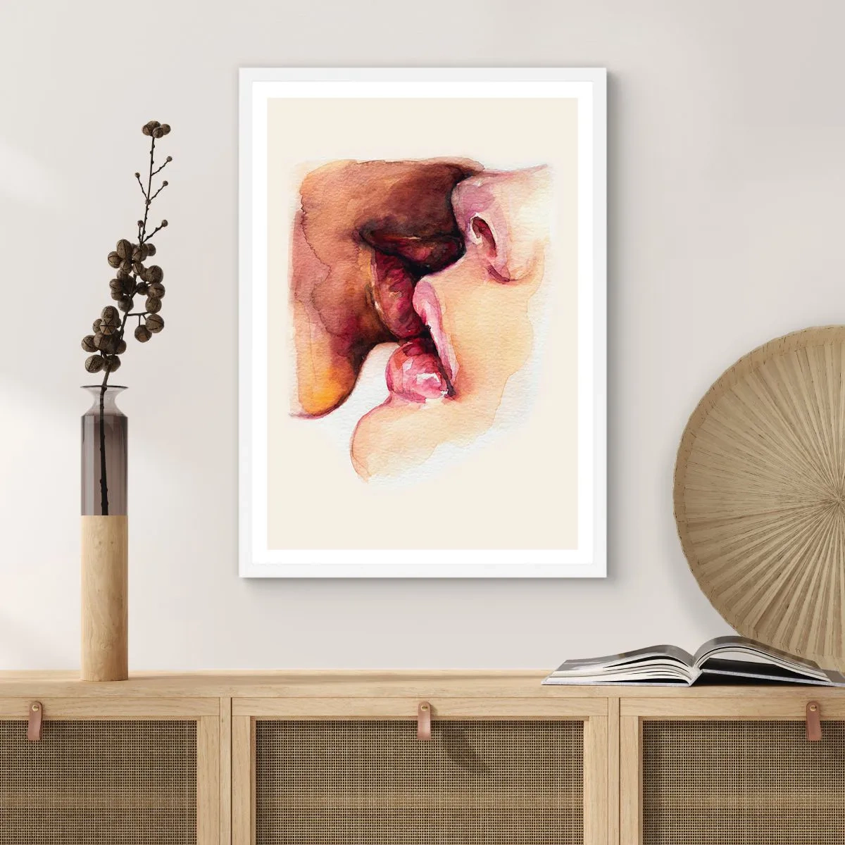 Plakát v bílém rámu - Jako noc a den, země a nebe - 40x50 cm