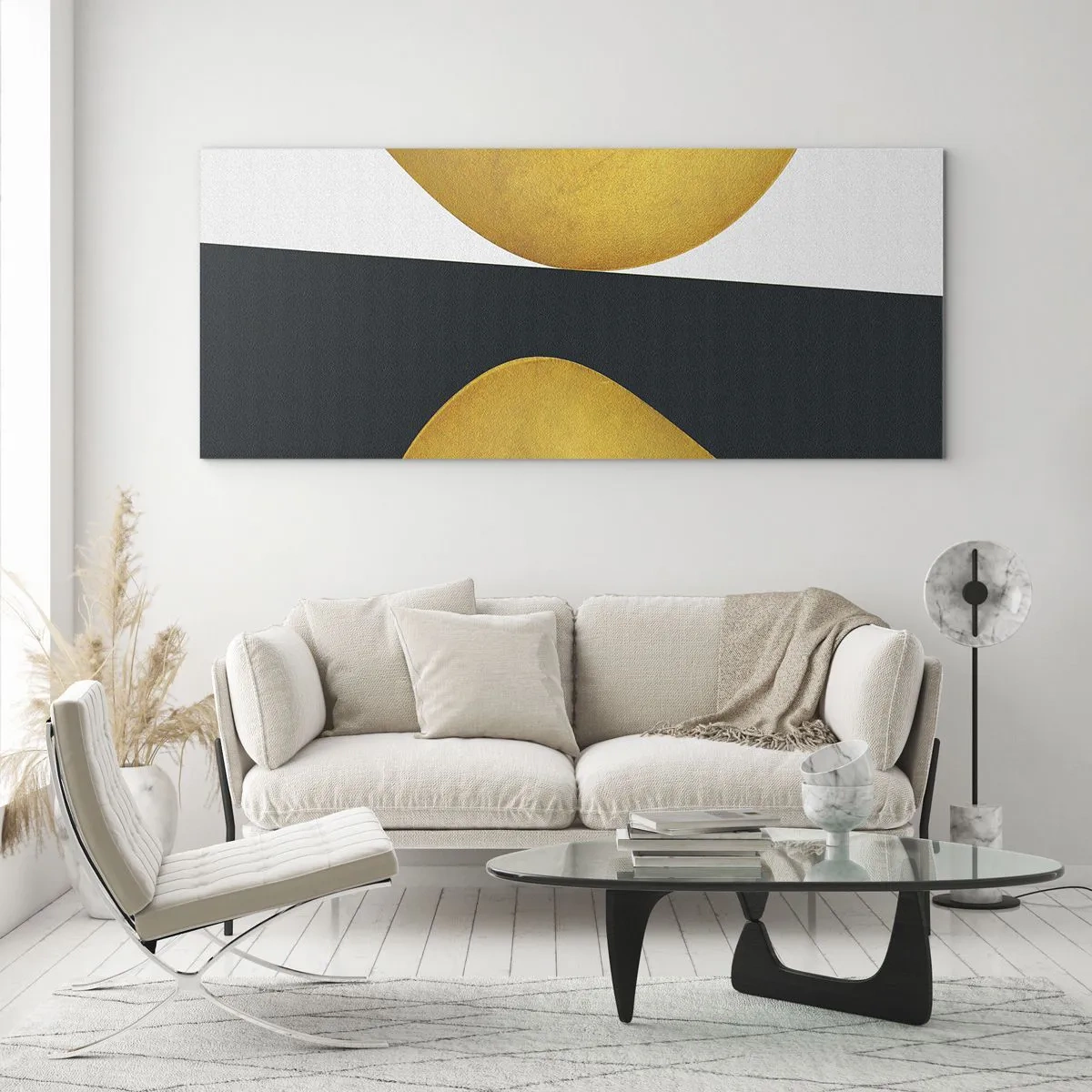 Obraz na skle - Zaprvé: zlato - 100x40 cm