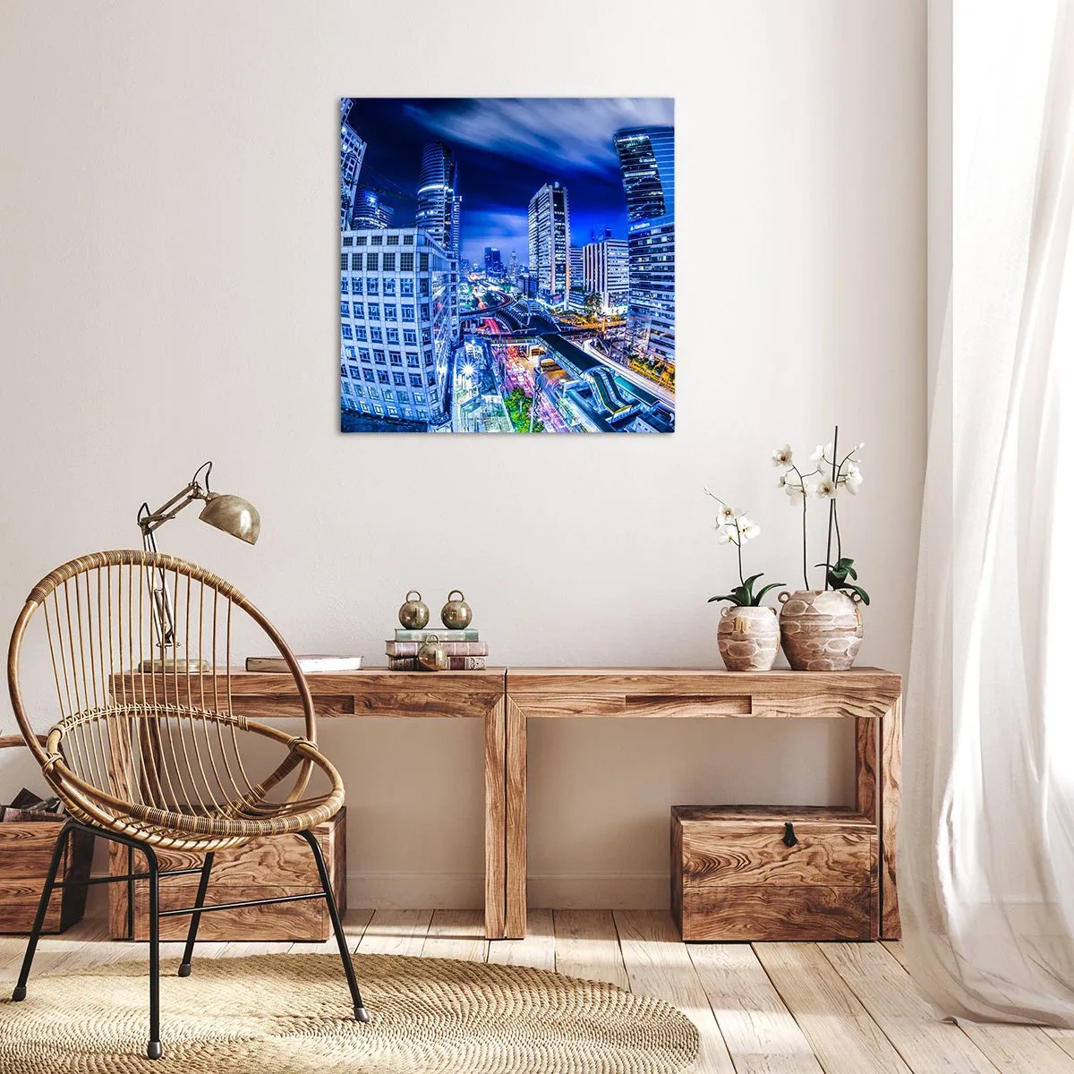 Obraz na plátně - Rytmy nočního města - 40x40 cm