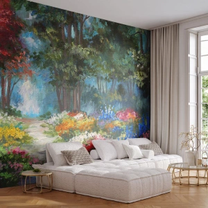 Fototapeta Standard Eco - Lesní zahrada, květinový les - Krajina, Park, Květiny - 450x315 cm