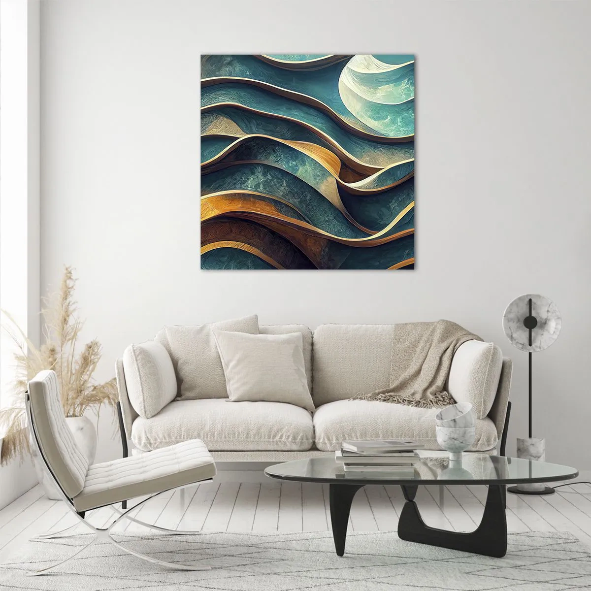 Obraz na skle - Meandry modré - 60x60 cm