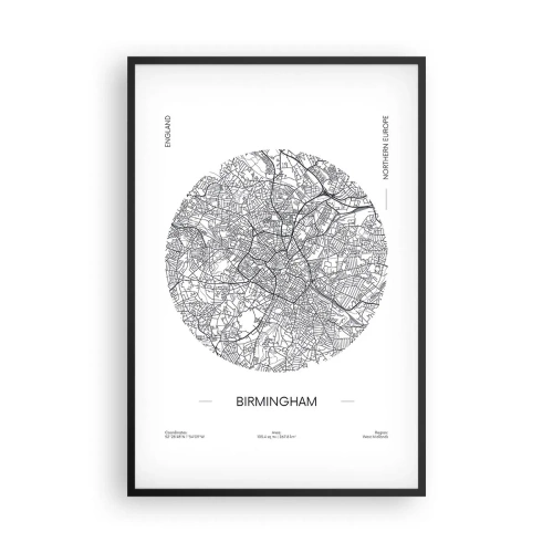 Plakát v černém rámu - Anatomie Birminghamu - 61x91 cm