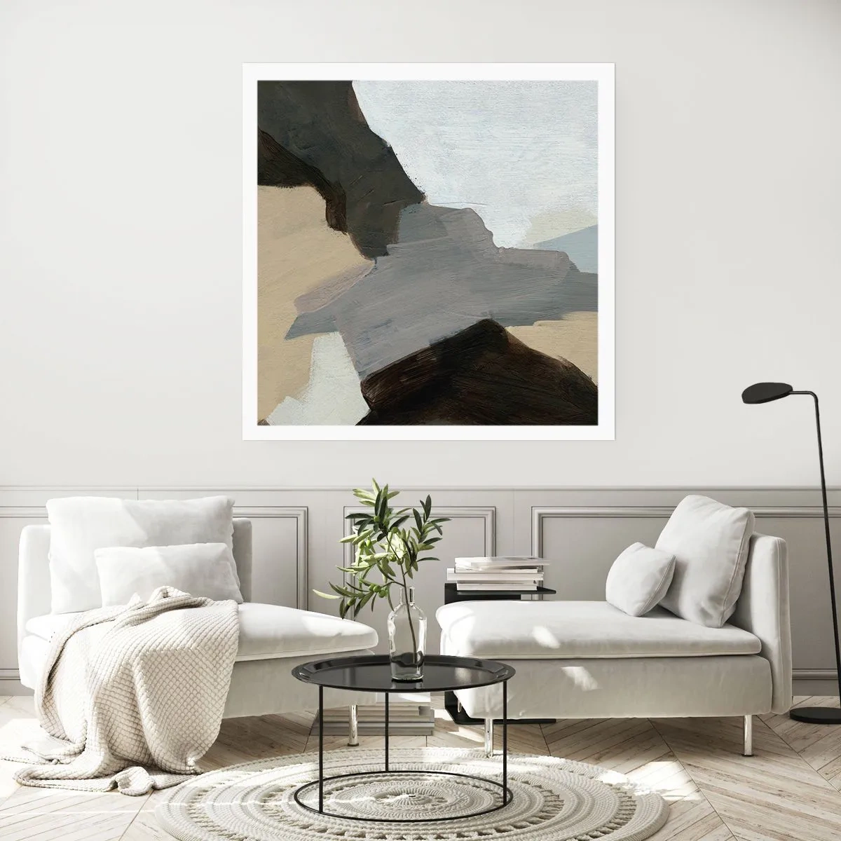 Plakát - Abstrakce: křižovatka šedi - 40x40 cm