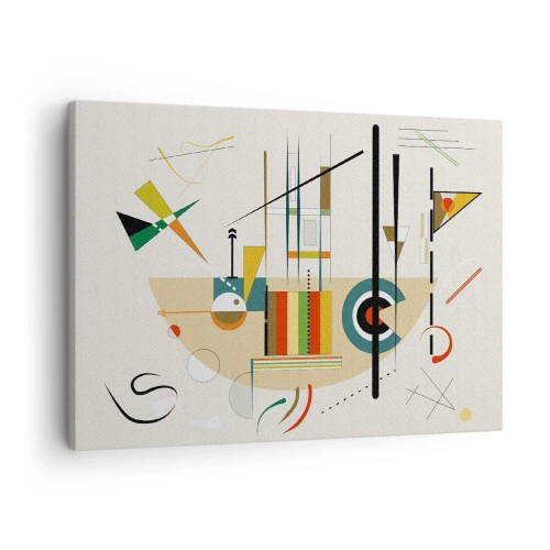 Obraz na plátně - Barevná abstrakce s geometrickými tvary - 70x50cm - A svět se směje - Moderní nástěnná dekorace do obývacího pokoje a ložnice ARTTOR