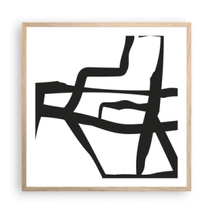 Plakát v rámu světlý dub - Černobílá konstrukce - 60x60 cm