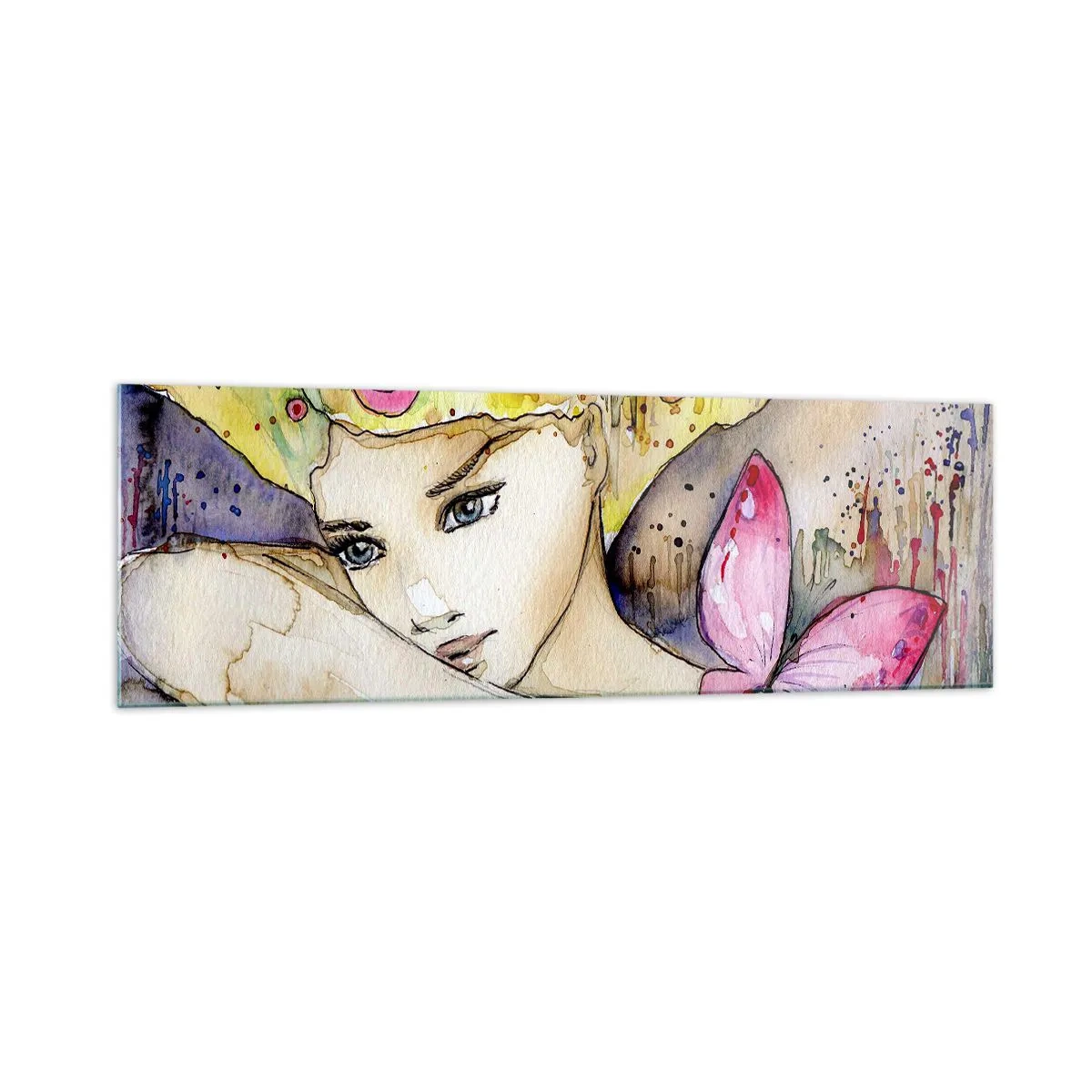 Obraz na skle - Motýlí princezna - 160x50 cm